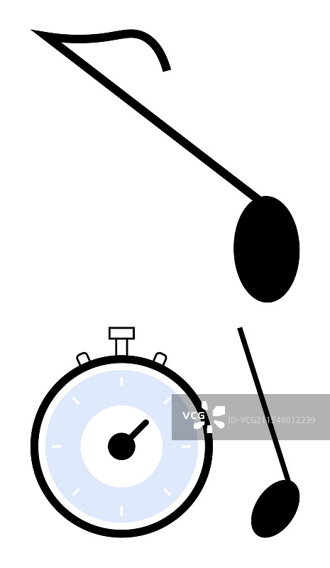 音乐符号和秒表象征着节奏图片素材