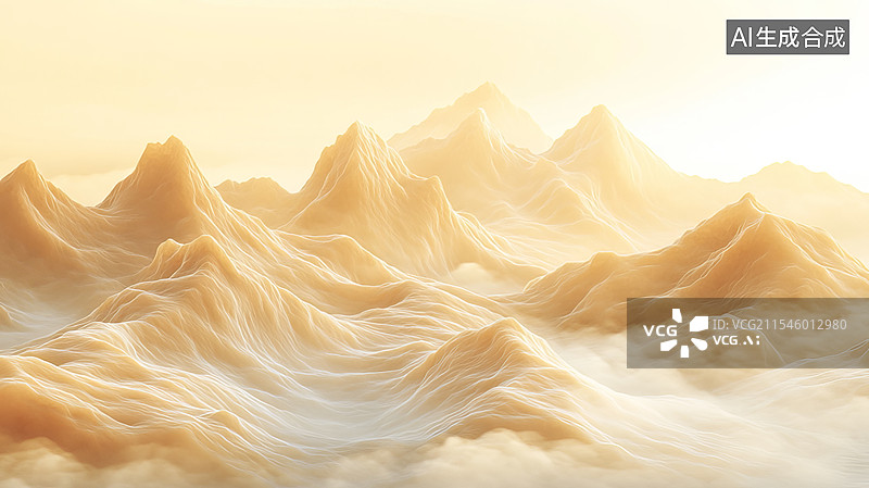 【AI数字艺术】金色山峦云海背景图片素材