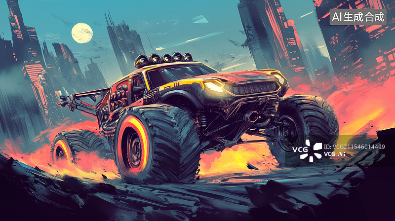 【AI数字艺术】未来科幻汽车大脚车图片素材