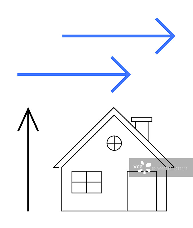 带有方向箭头的房屋蓝图图片素材