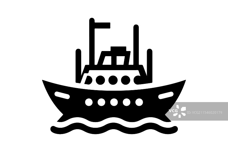 平底船剪影，适合海洋设计图片素材