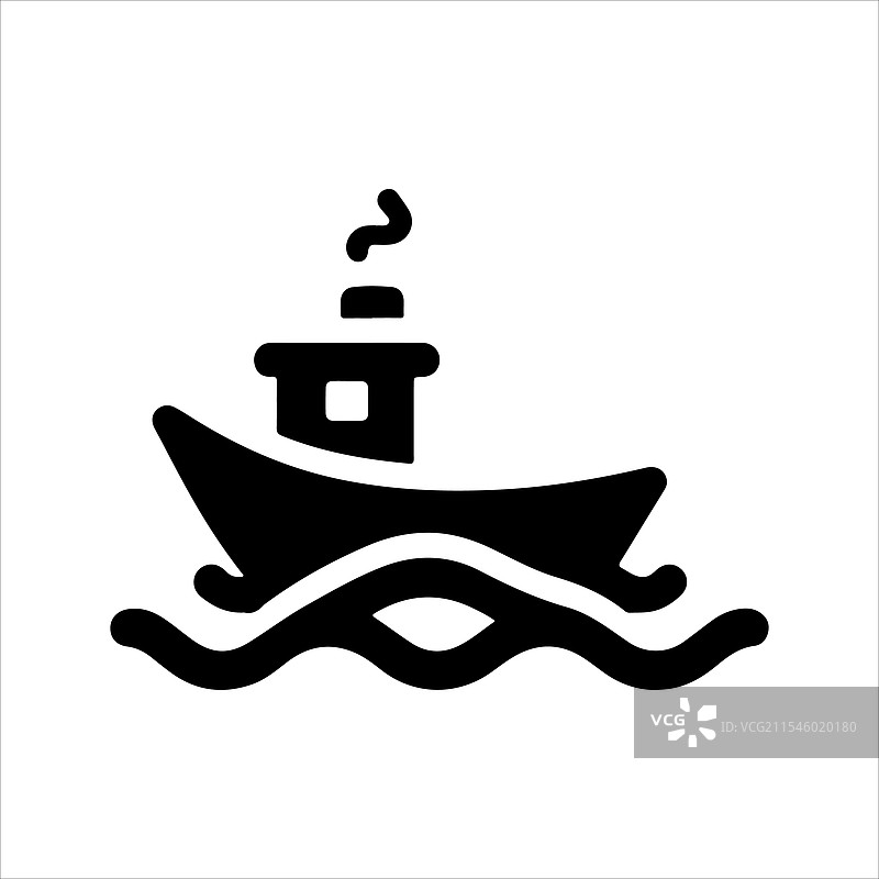 平底船剪影，适合海洋设计图片素材