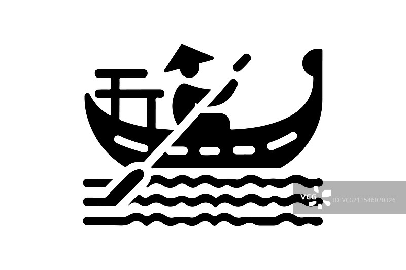 平底船剪影，适合海洋设计图片素材