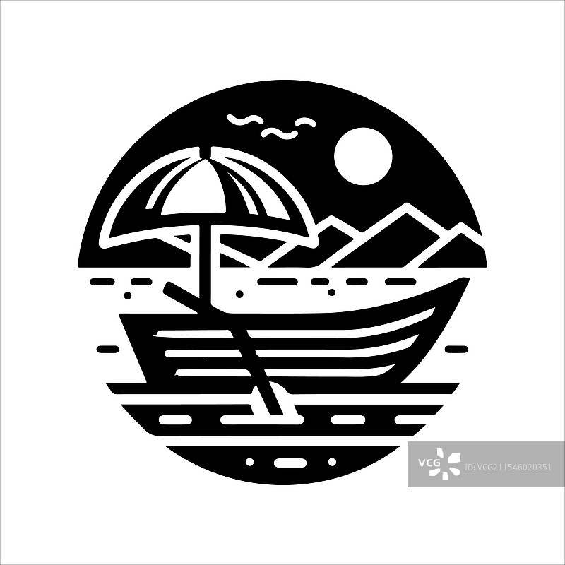 平底船剪影，适合海洋设计图片素材