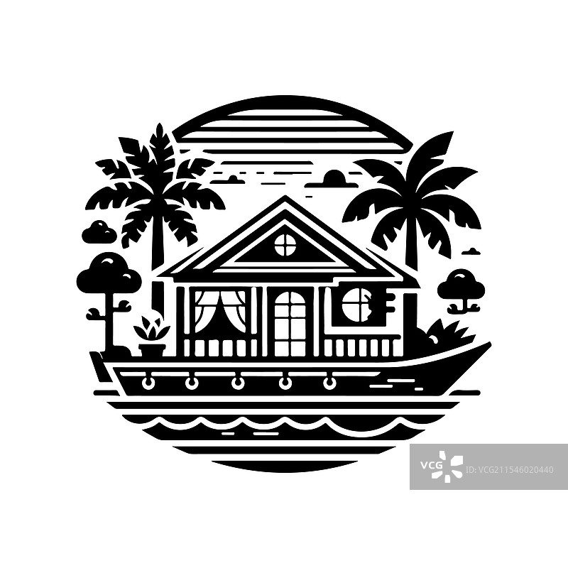 房船剪影 - 适合海洋主题图片素材