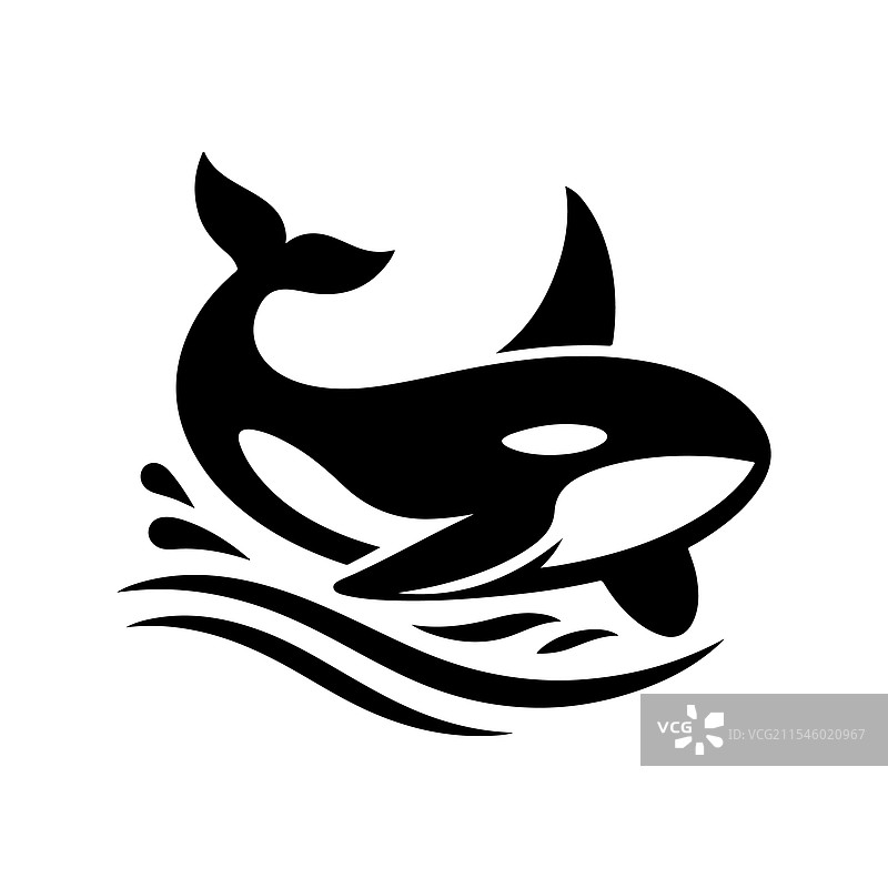 适合打印的杀人鲸剪影艺术图片素材