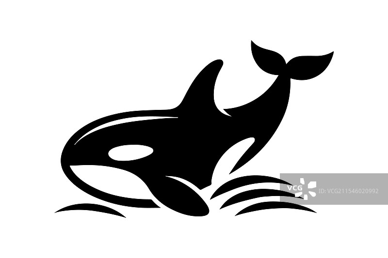 适合打印的杀人鲸剪影艺术图片素材