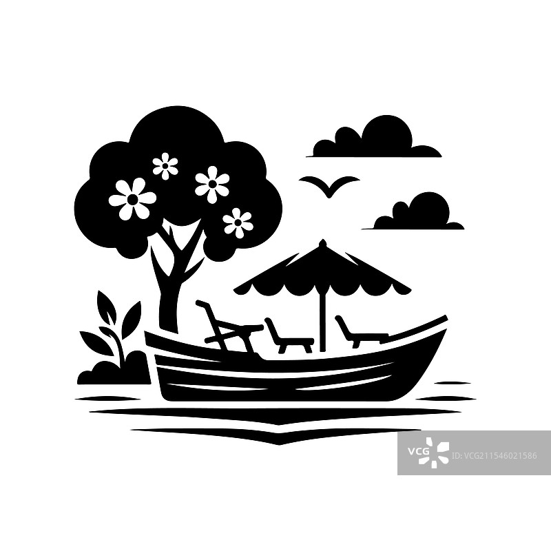 高质量脚踏船剪影下载图片素材