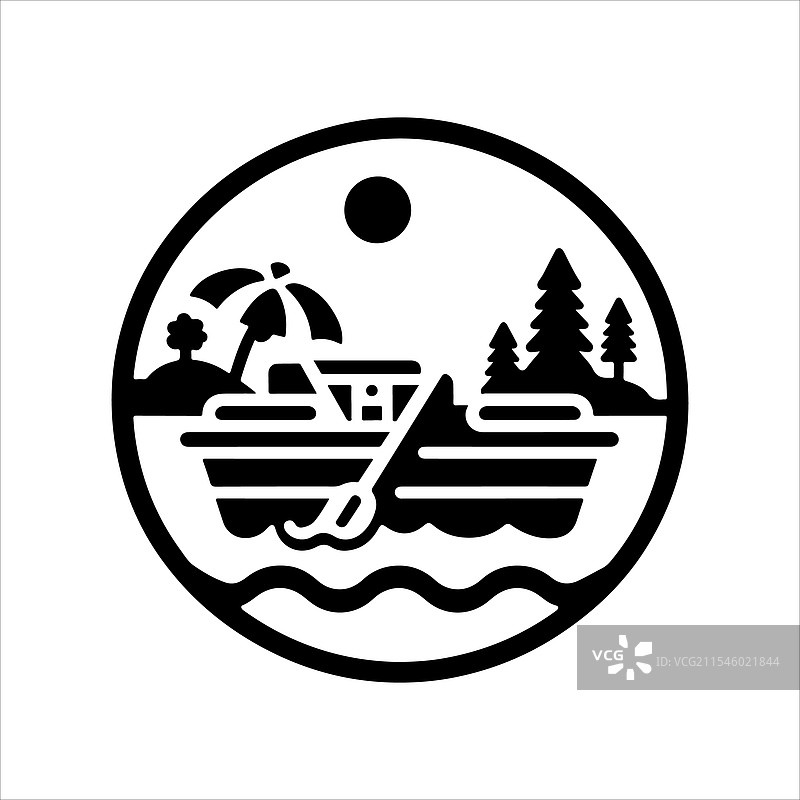 独特的浮筒划船轮廓图片素材