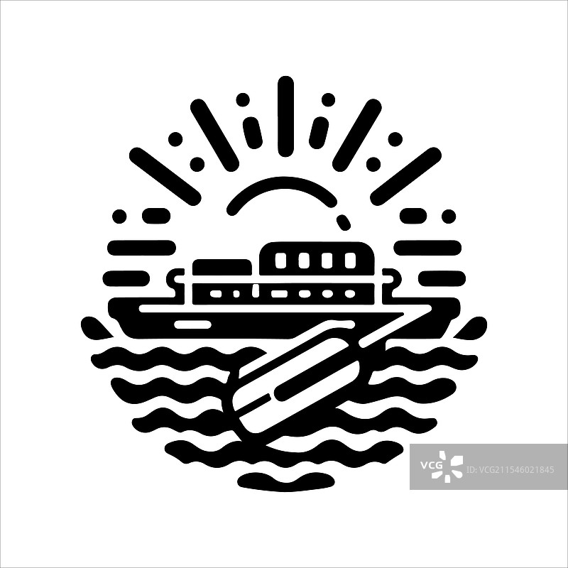 独特的浮筒划船轮廓图片素材