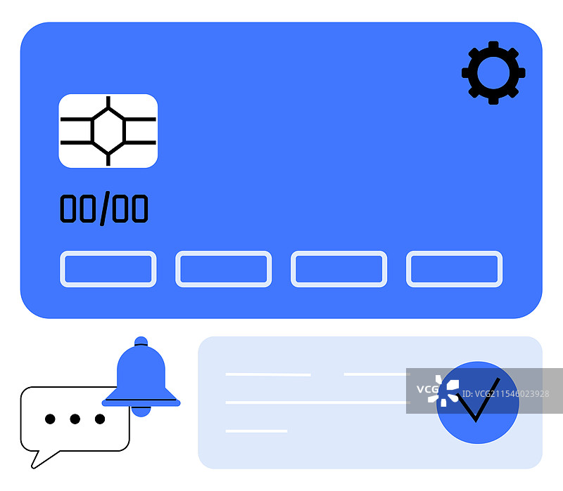 带芯片的信用卡，铃声通知聊天图片素材