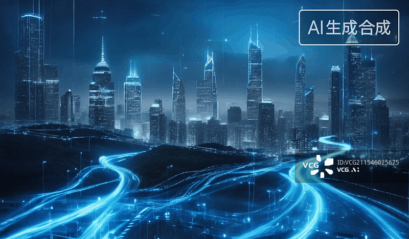 【AI数字艺术】未来都市夜景图片素材