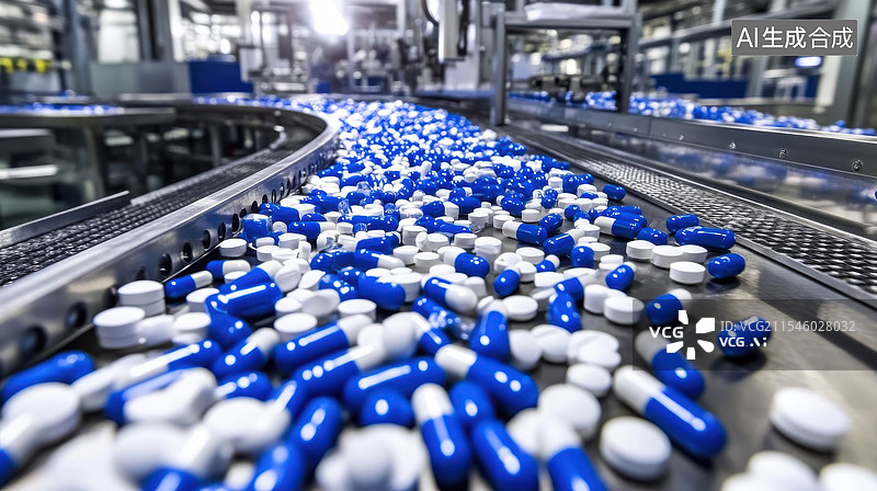 【AI数字艺术】制药工厂流水线图片素材