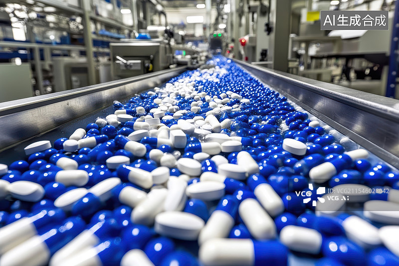 【AI数字艺术】制药工厂流水线图片素材