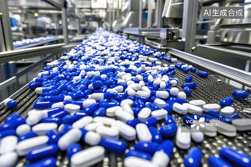 【AI数字艺术】制药工厂流水线图片素材