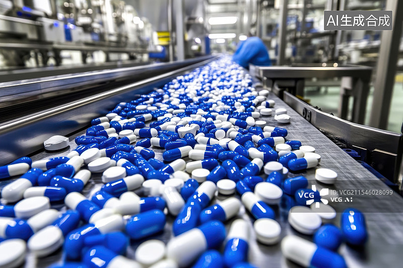 【AI数字艺术】制药工厂流水线图片素材
