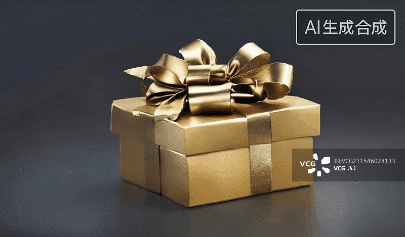 【AI数字艺术】金色礼物图片素材
