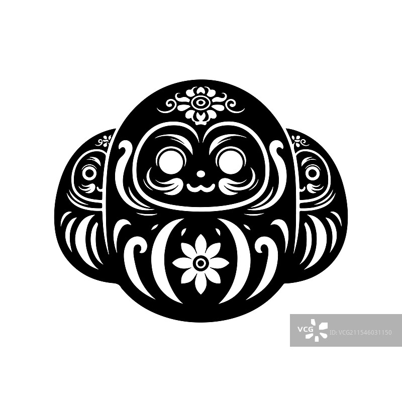 达摩剪影 - 标志性的日本文化图片素材