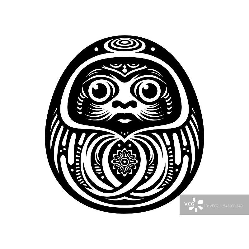 达摩剪影 - 标志性的日本文化图片素材