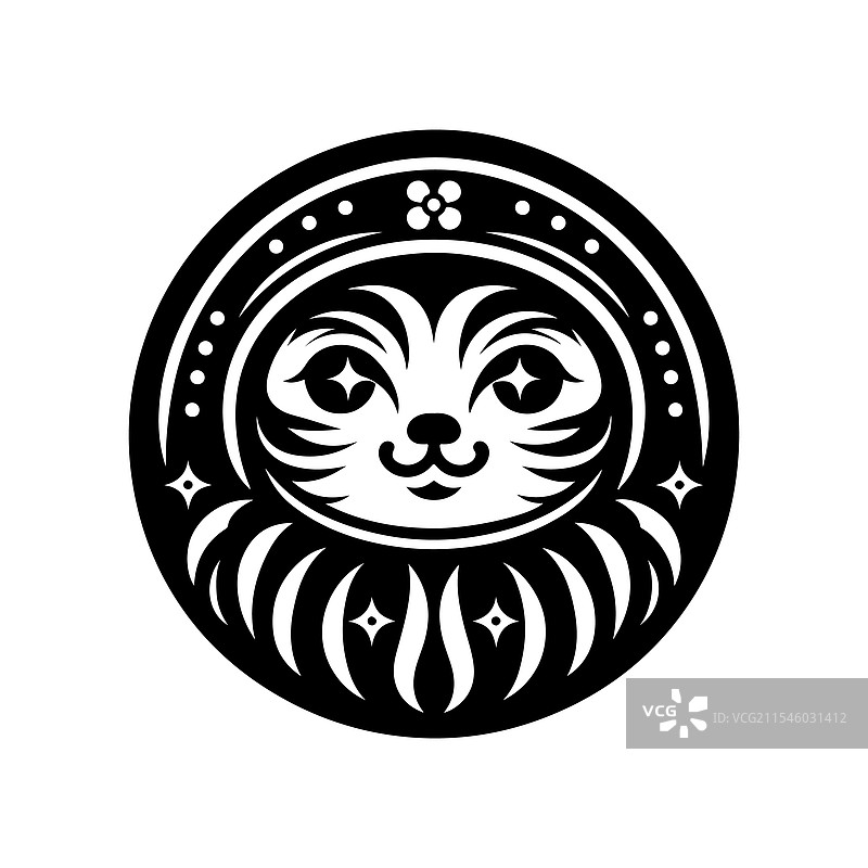 达摩剪影 - 标志性的日本文化图片素材