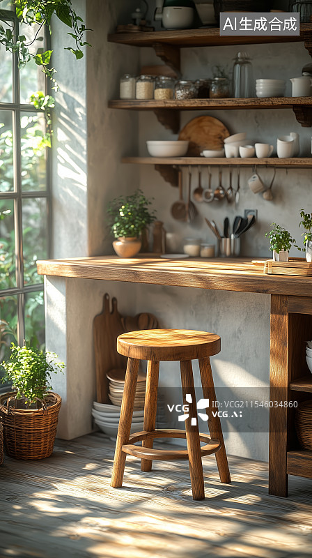 【AI数字艺术】现代厨房装饰空间场景图片素材