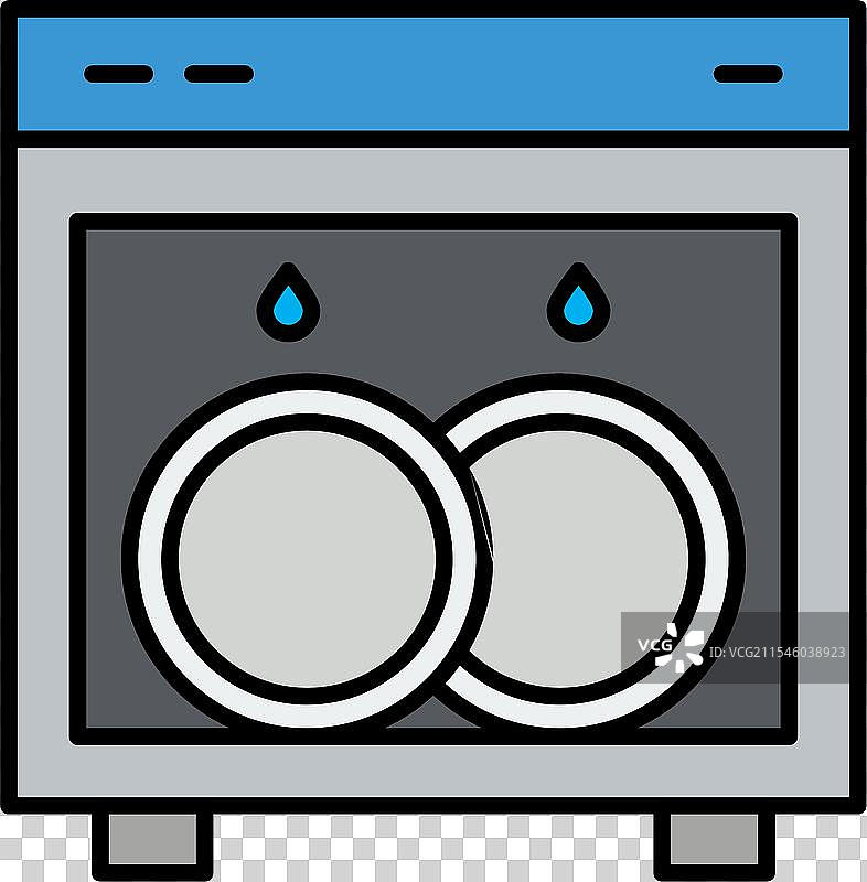 洗碗线条填充图标设计图片素材