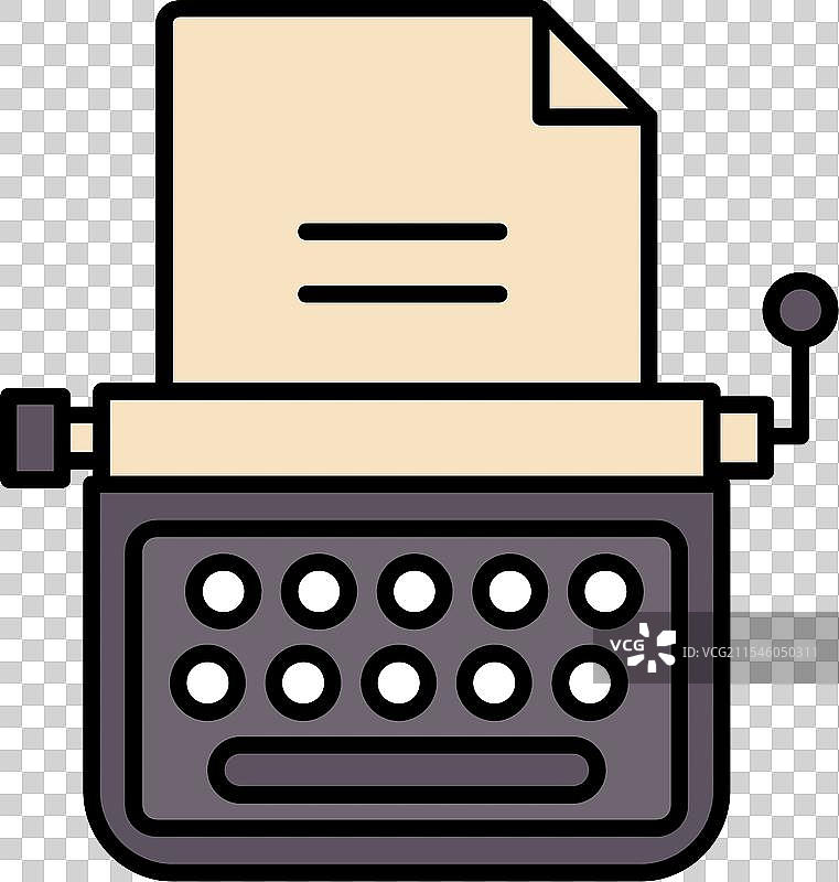 打字机线条填充图标设计图片素材