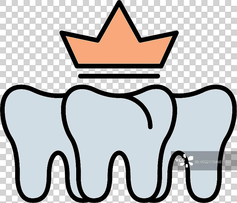 牙冠线条填充图标设计图片素材