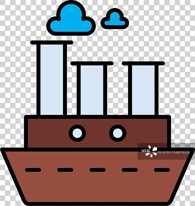 蒸汽船线条填充图标设计图片素材