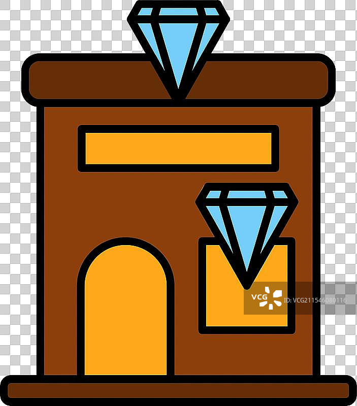 珠宝店线条填充图标设计图片素材