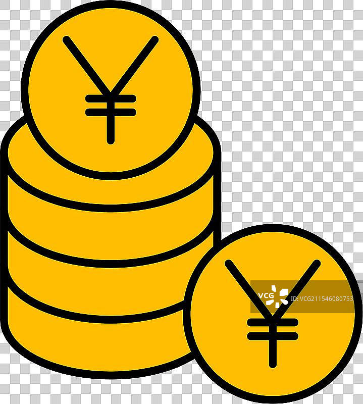 日元符号线条填充图标设计图片素材