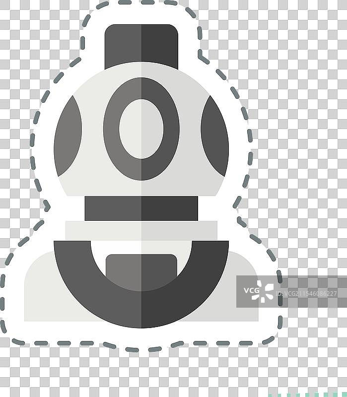 与潜水相关的潜水头盔贴纸线条剪切图案图片素材