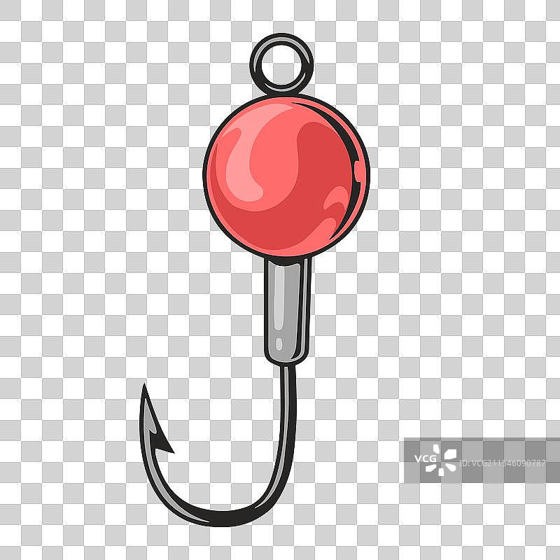 一根鲜红色的钓鱼钩显眼地展示着图片素材