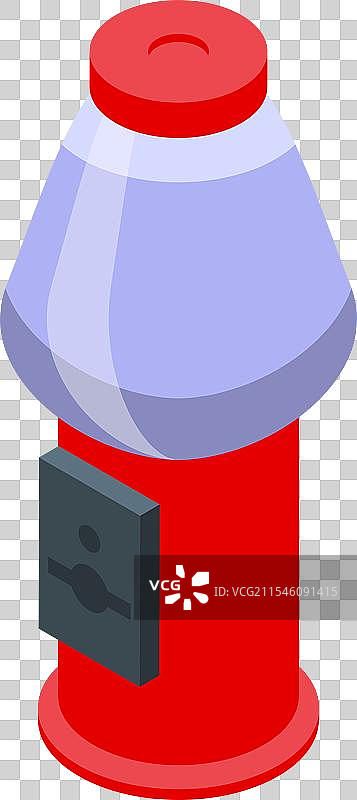 红色泡泡糖机在等距视图中分发糖果图片素材