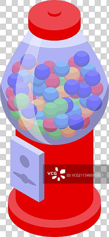 红色的泡泡糖机正在分发五彩缤纷的糖果图片素材