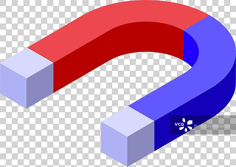 红色和蓝色的马蹄形磁铁产生磁场图片素材