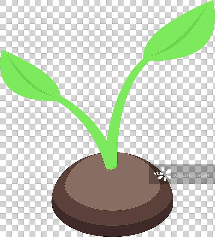 等距图中的小植物从地面生长出来图片素材