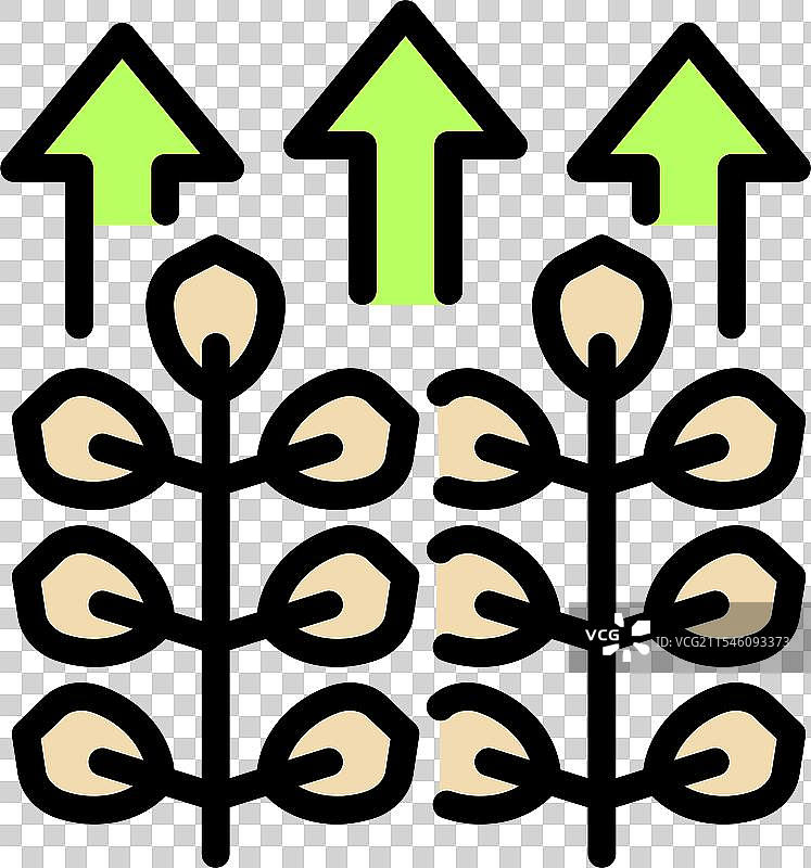 绿色箭头指向上方，生长中的植物图片素材