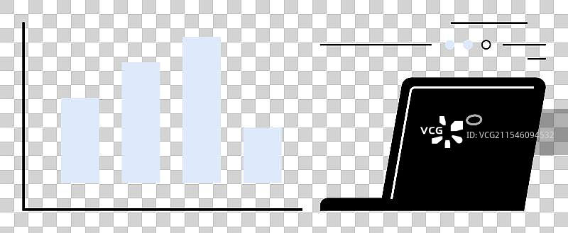 笔记本电脑和表示数据分析的柱状图图片素材