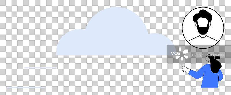 男女在云端虚拟会议中图片素材