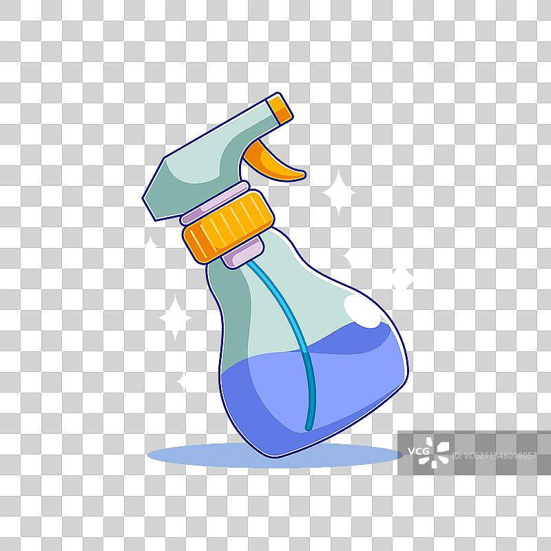 喷雾手枪清洁剂塑料瓶卡通图案图片素材