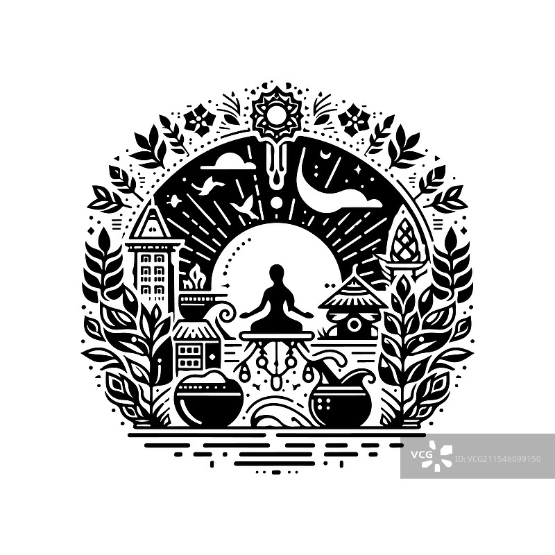 高分辨率的桑格拉提节剪影图片素材