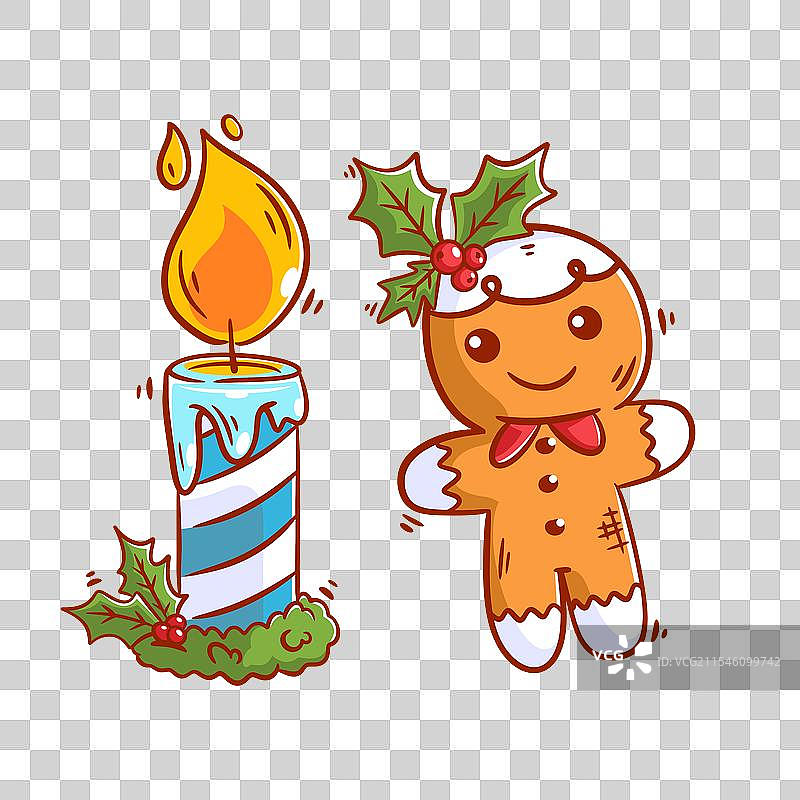 姜饼饼干和蜡烛的设计图片素材