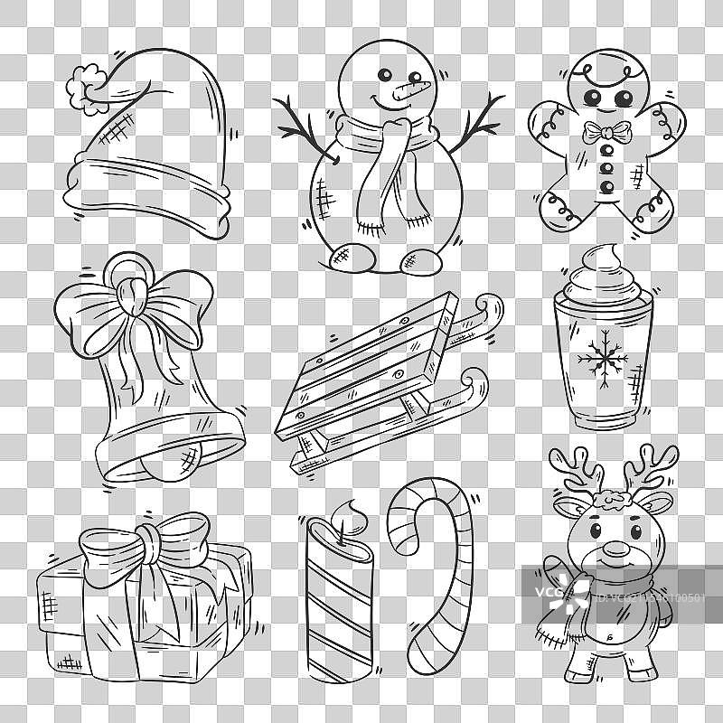 手绘圣诞元素物品图片素材