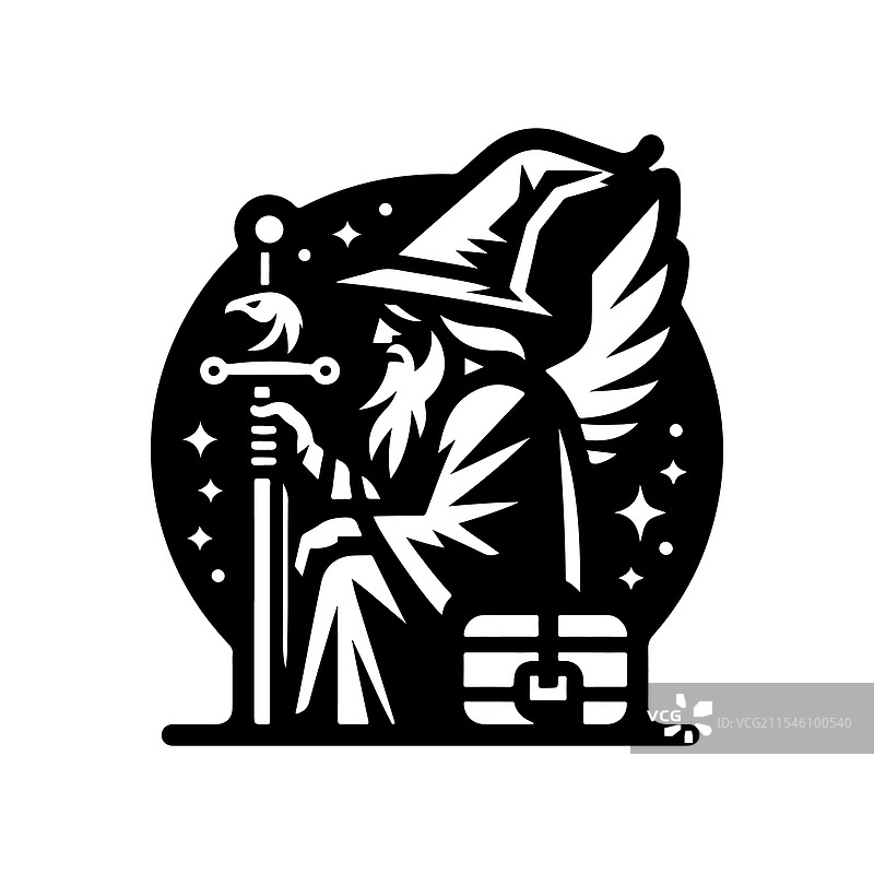 创意设计用的魔法梅林剪影图片素材