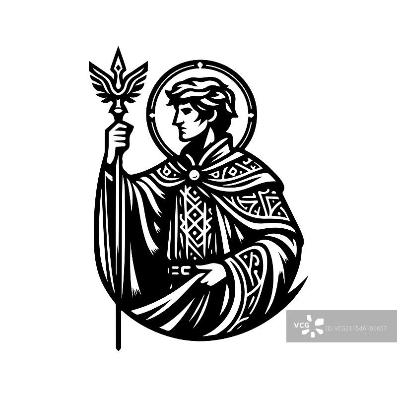 创意设计用的魔法梅林剪影图片素材