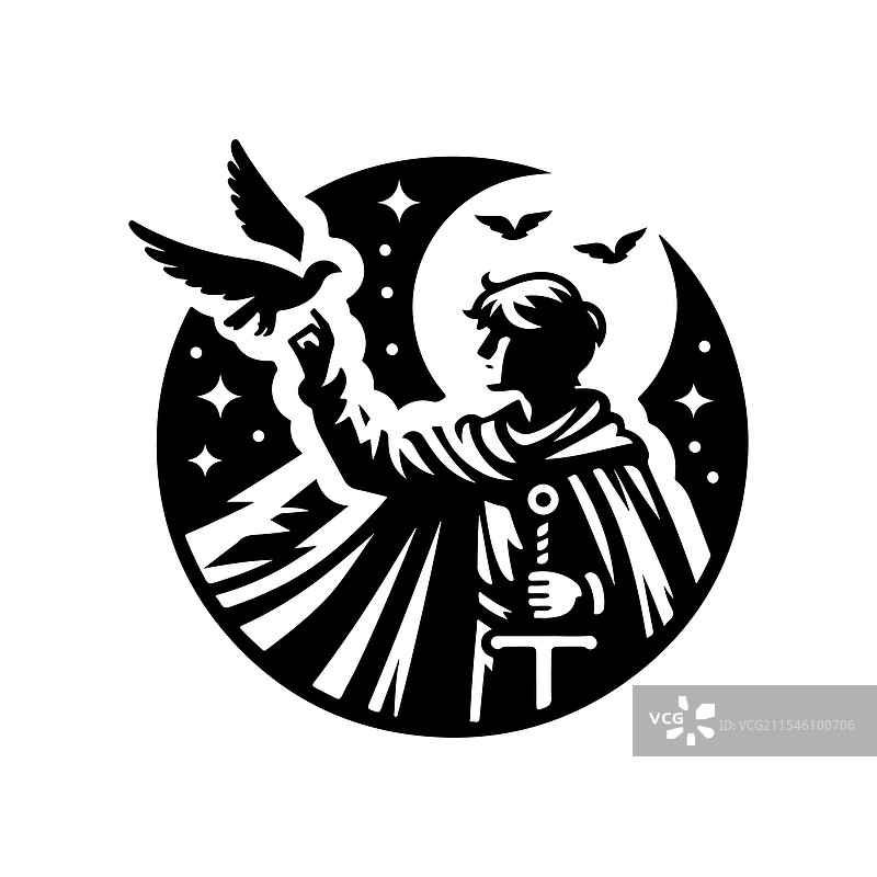 创意设计用的魔法梅林剪影图片素材