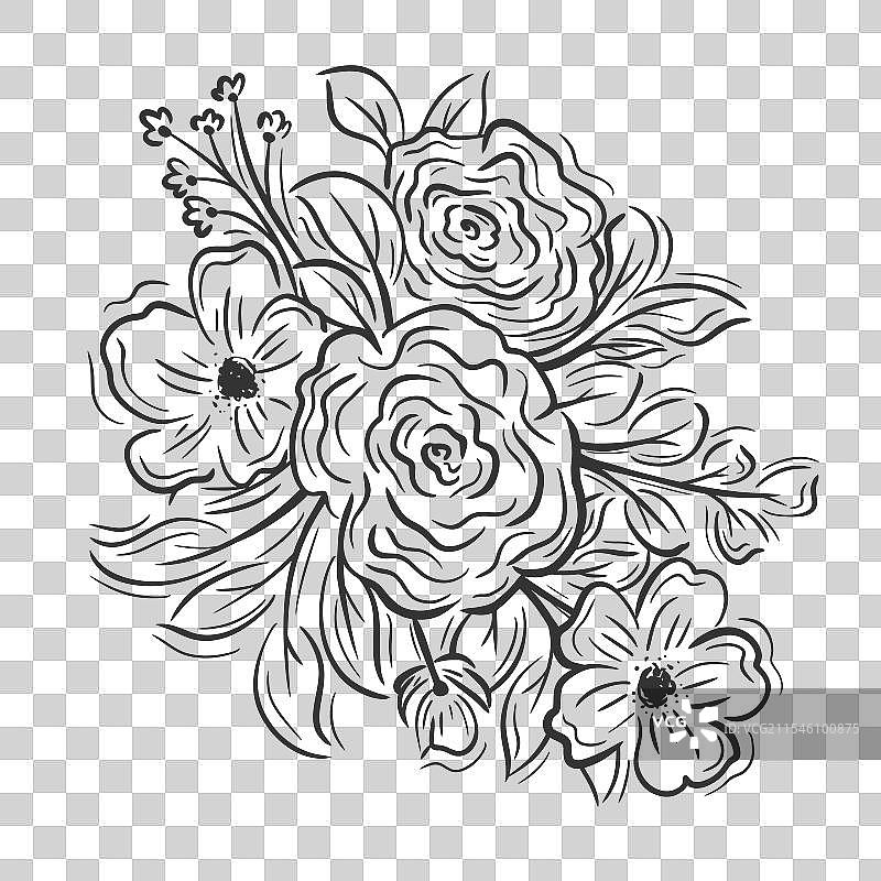 手绘花束装饰元素图片素材