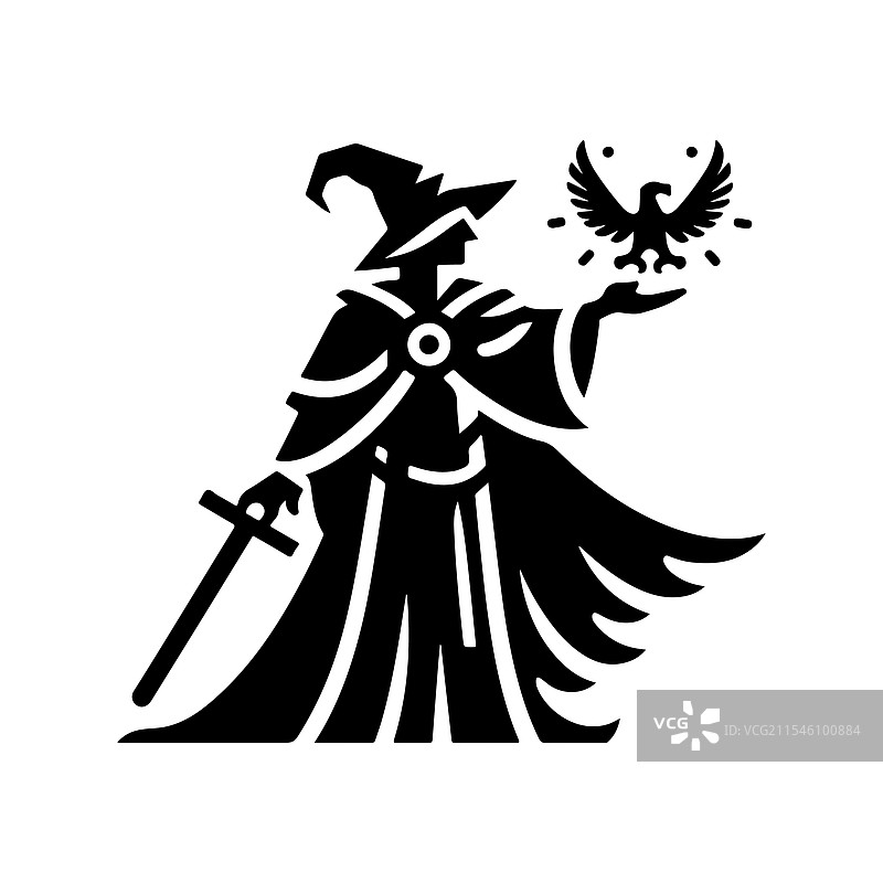 创意设计用的魔法梅林剪影图片素材