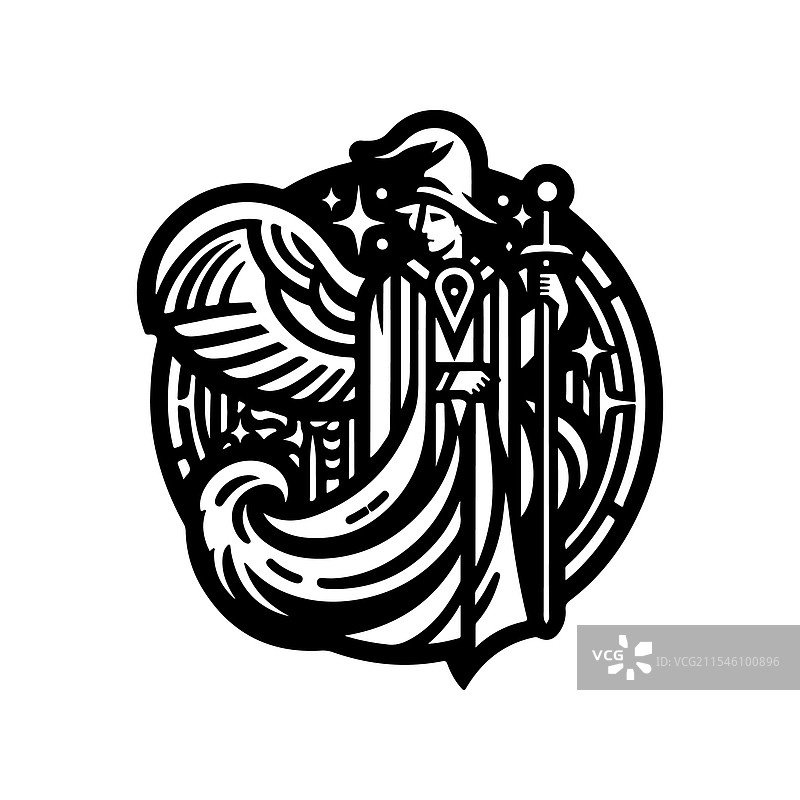 创意设计用的魔法梅林剪影图片素材